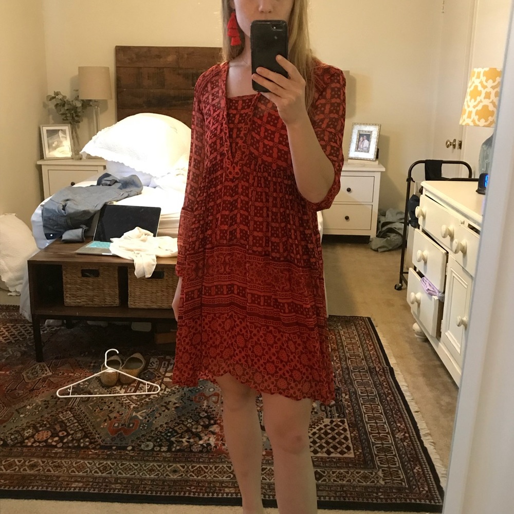 Anthropologie Maeve sheer chiffon patterned dress